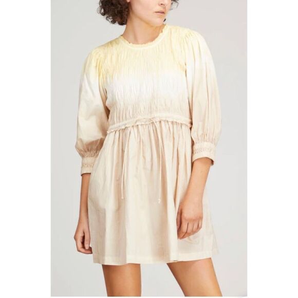 APIECE APART Aldea Smocked Mini Dress in Soft Dip Dye NWT Organic Cotton Size XS - Picture 2 of 11